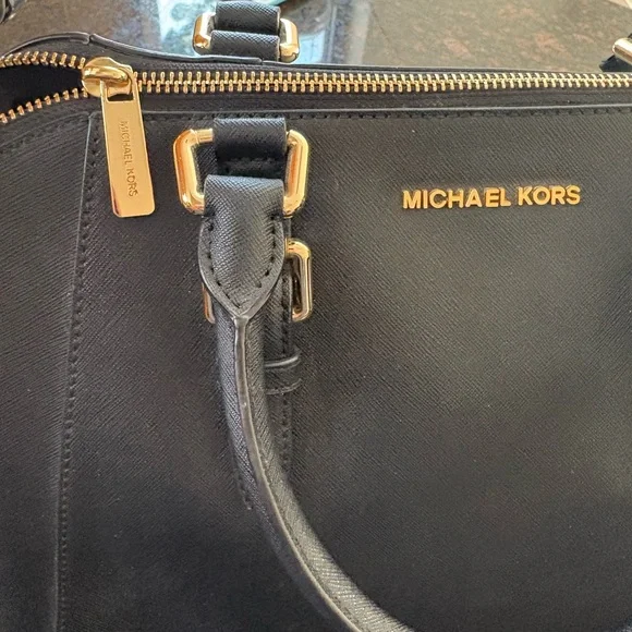 Michael Kors Black Satchel with Gold Accents - Picture 3 of 6